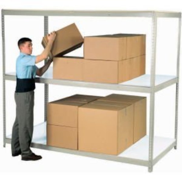 Global Equipment Wide Span Rack 96Wx48Dx60H, 3 Shelves Laminated Deck 1100 Lb Per Level, Gray 504211GY